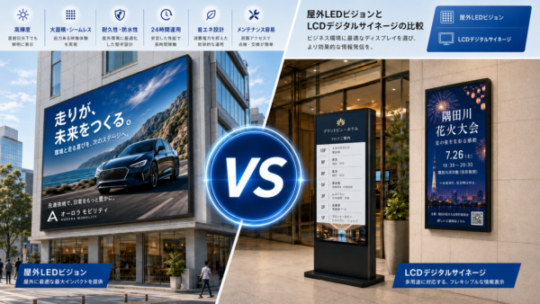 屋外LEDビジョンとは？液晶ディスプレイ型サイネージとの違いと設置前の確認ポイント